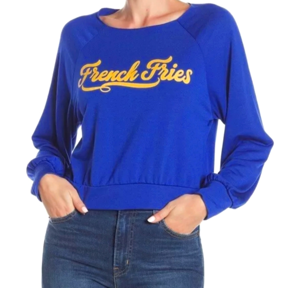 Hiatus French Fries Cropped Sweatshirt Size Medium NWT